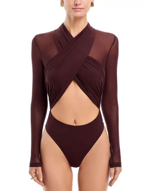 Bardot Aliyah Wrap Long Sleeve Bodysuit MSRP $99