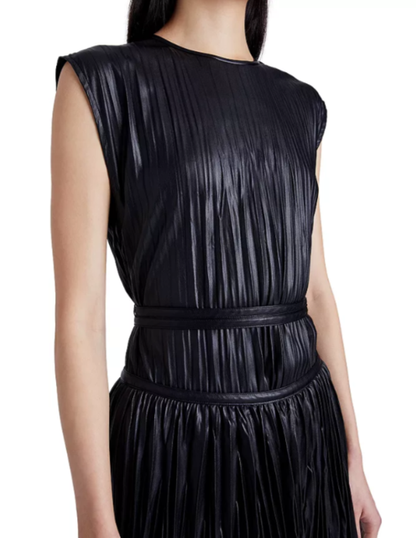 Proenza Schouler White Label Lyra Faux Leather Crinkle Top $495