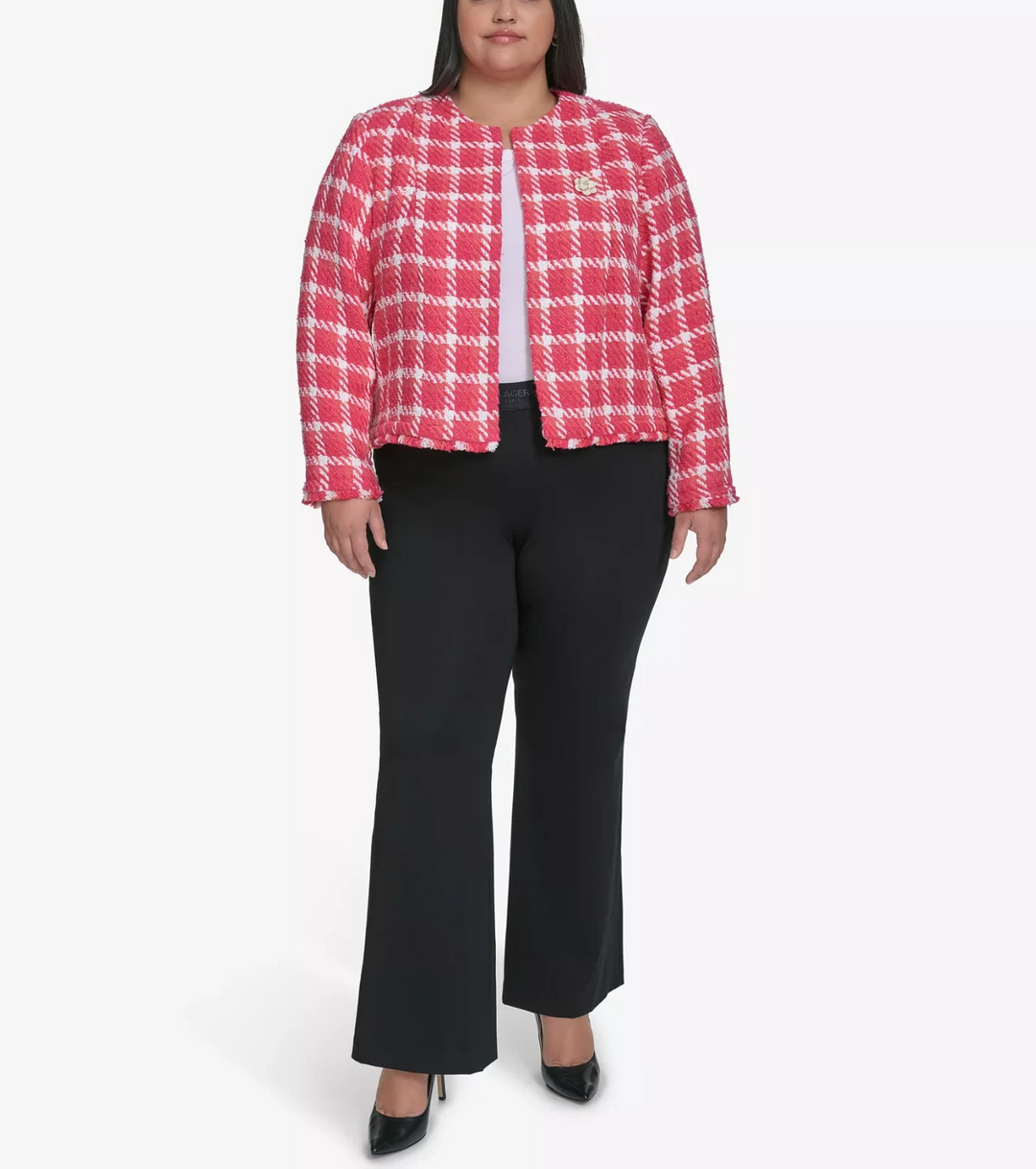 KARL LAGERFELD PARIS Plus Size Open Tweed Short Jacket MSRP $199