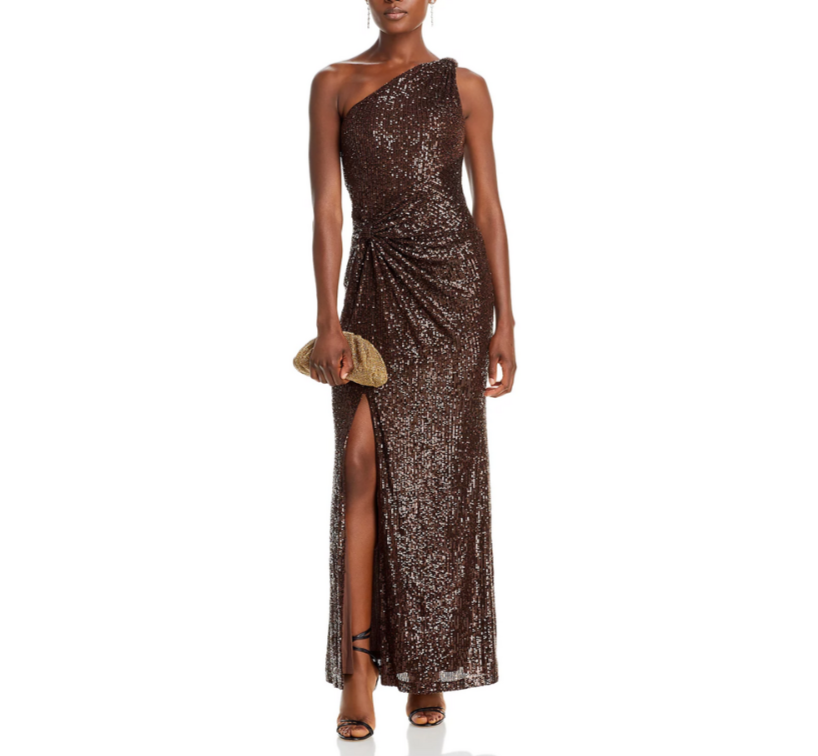 Eliza J Sequined One Shoulder Gown MSRP $248