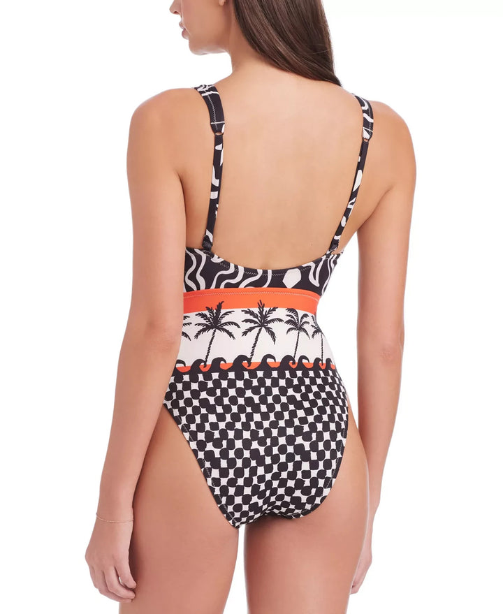 Sanctuary Beach Conversations Plunge Mio One-Piece Swimsuit MSRP $119
