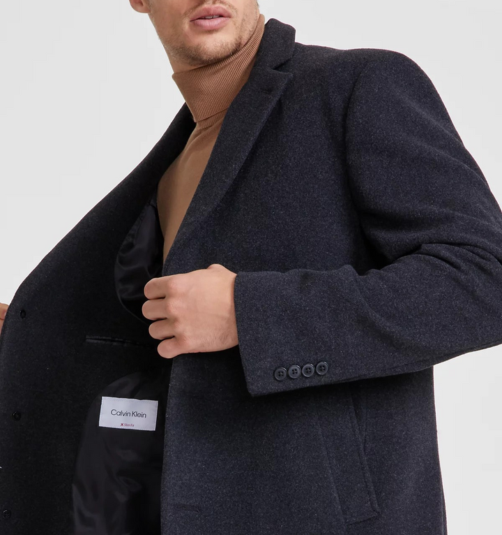 Calvin Klein Men's Prosper Wool-Blend Slim Fit Overcoat MSRP $395