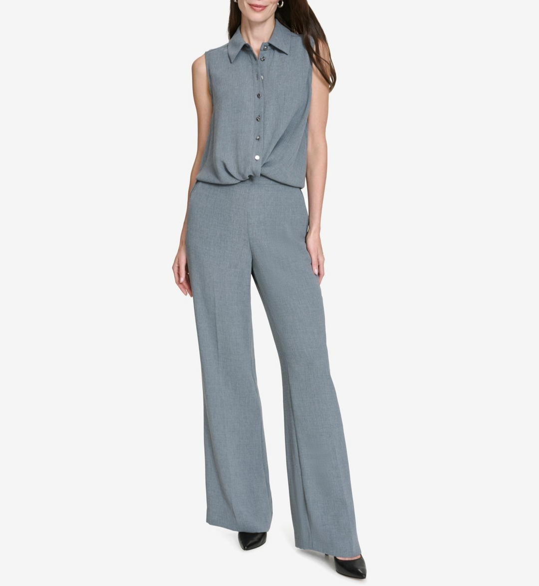 Halston Twist-Hem Collared Sleeveless Blouse MSRP $89