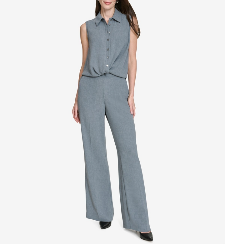 Halston Twist-Hem Collared Sleeveless Blouse MSRP $89