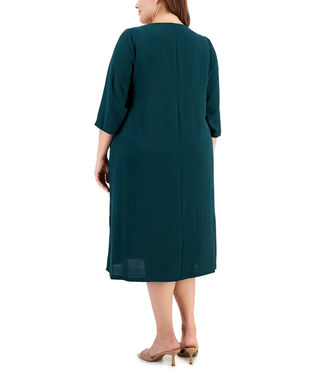 Connected Plus Size V-Neck 3/4-Sleeve Sheath Dress MSRP $89