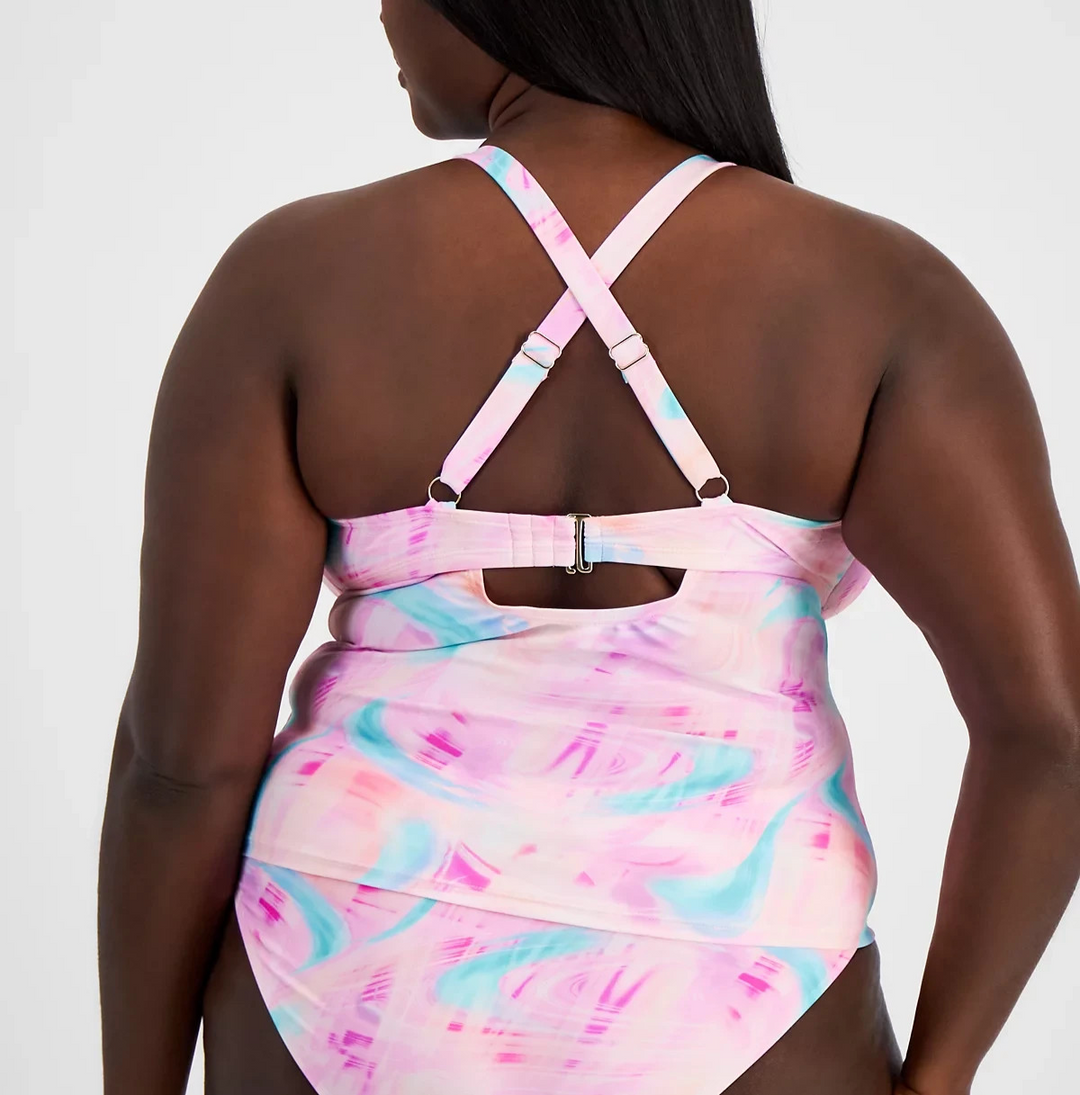 California Wave Tie-Dye Drawstring Tankini Top MSRP $29.99