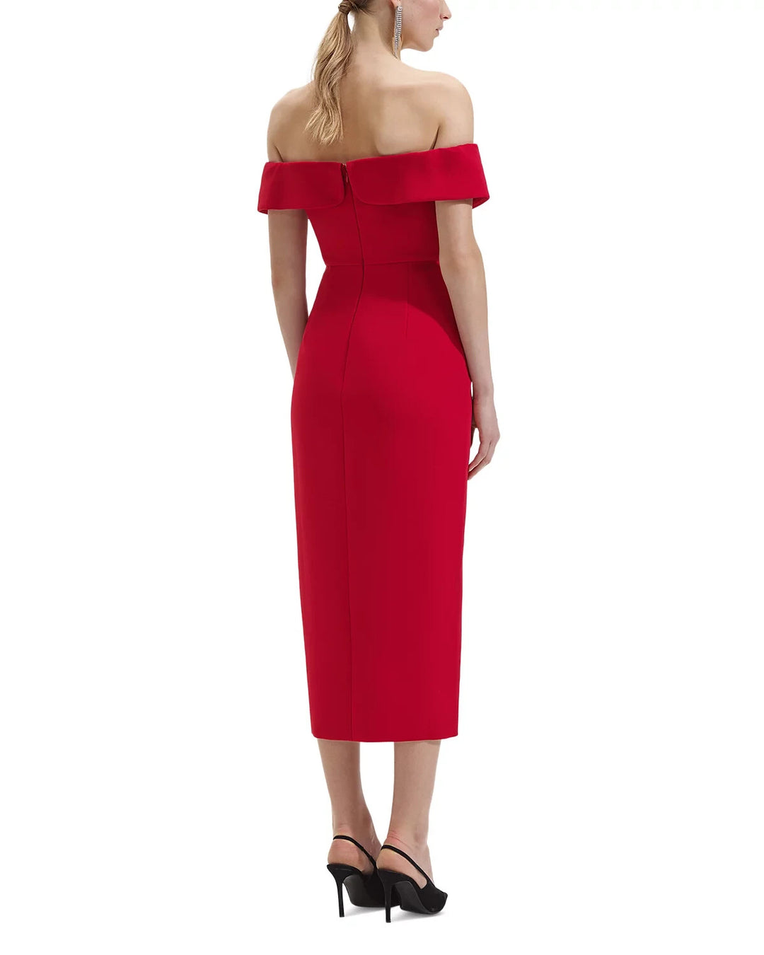 Self-Portrait Bow Crepe Off the Shoulder Midi Dress $510 Size 6