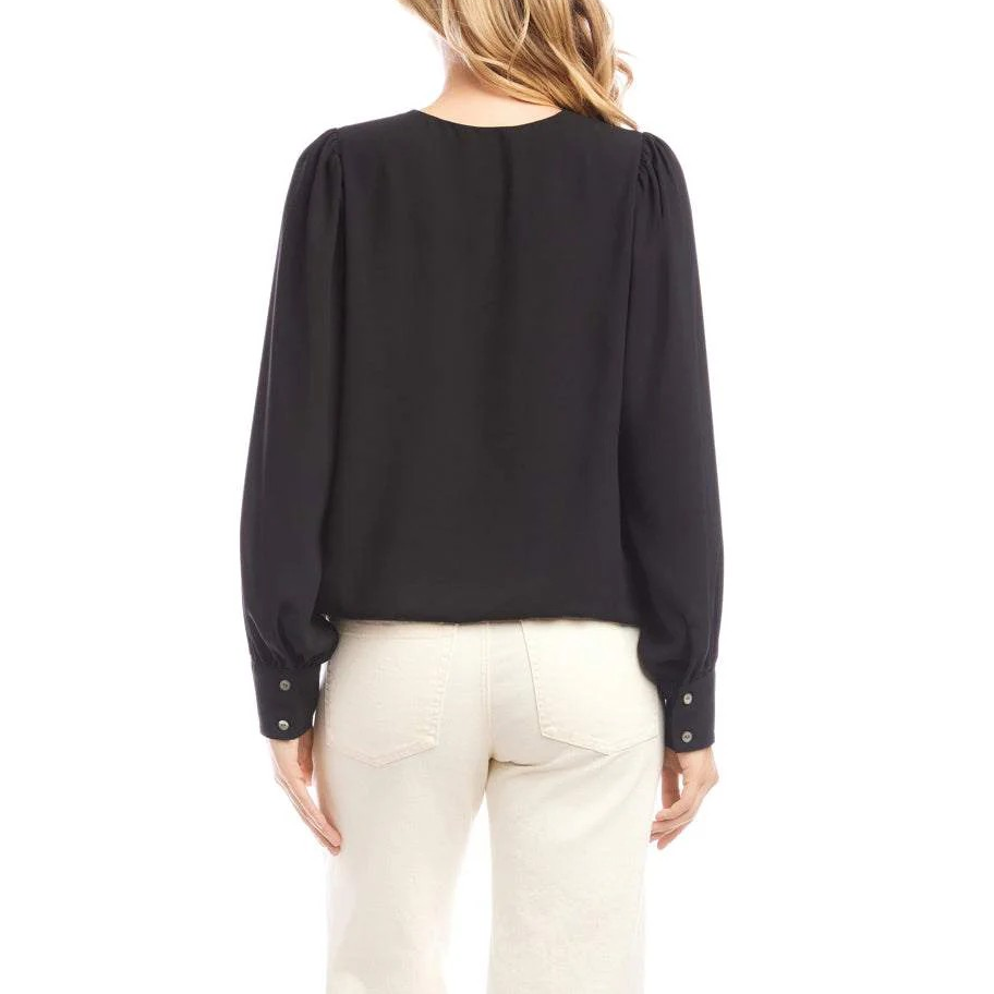 Karen Kane Puffed Sleeve V Neck Top MSRP $118