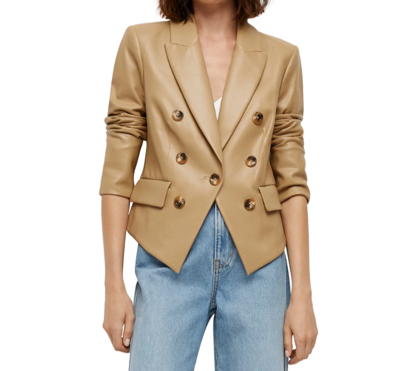Veronica Beard Cooke Faux Leather Dickey Jacket MSRP $598