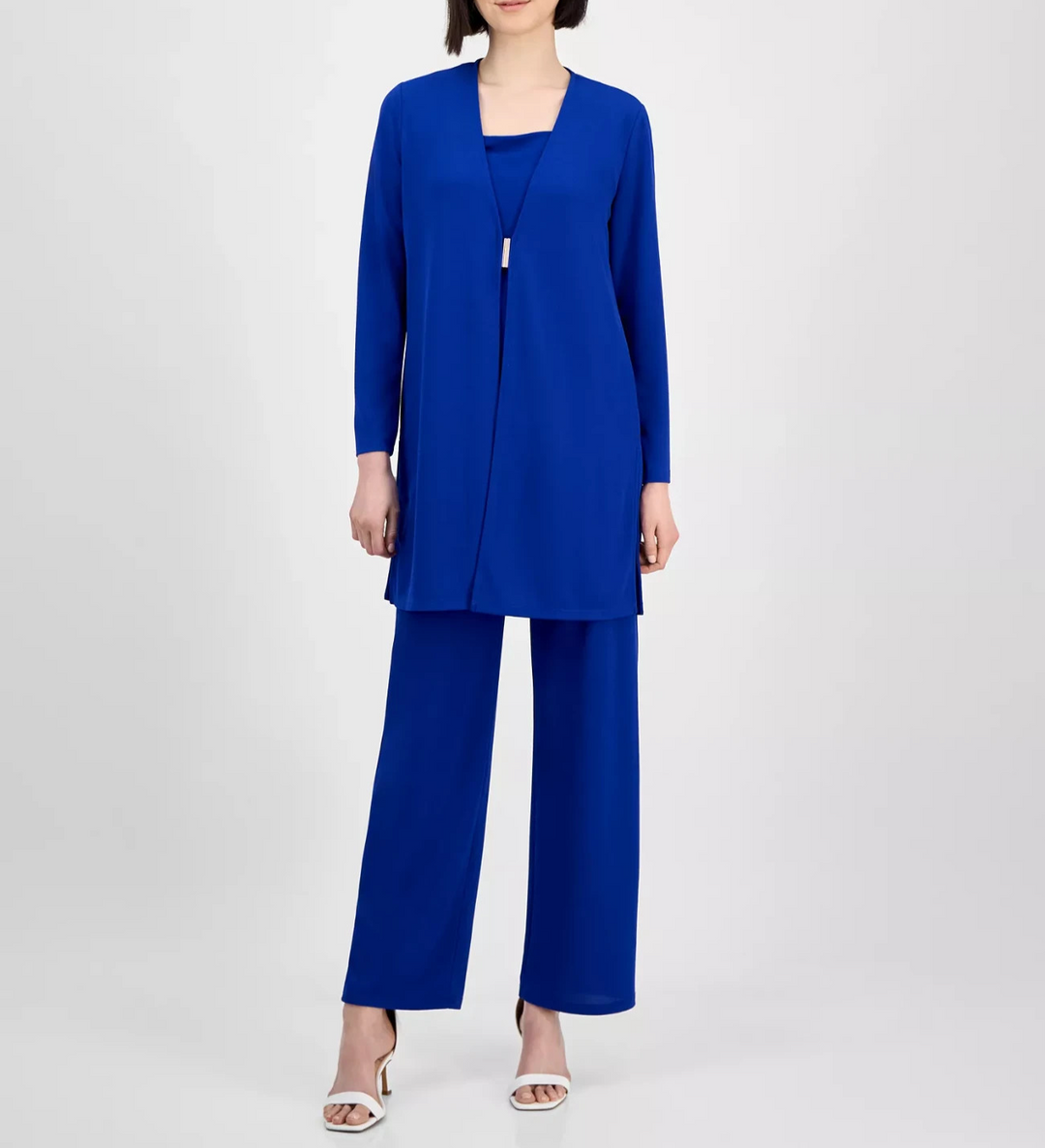 Anne Klein Women's Bar-Buckle Long-Sleeve Cardigan MSRP $119