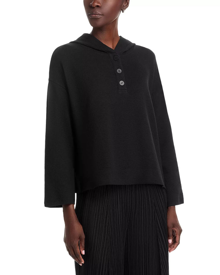 Eileen Fisher Waffle Double Knit Hooded Top MSRP $168