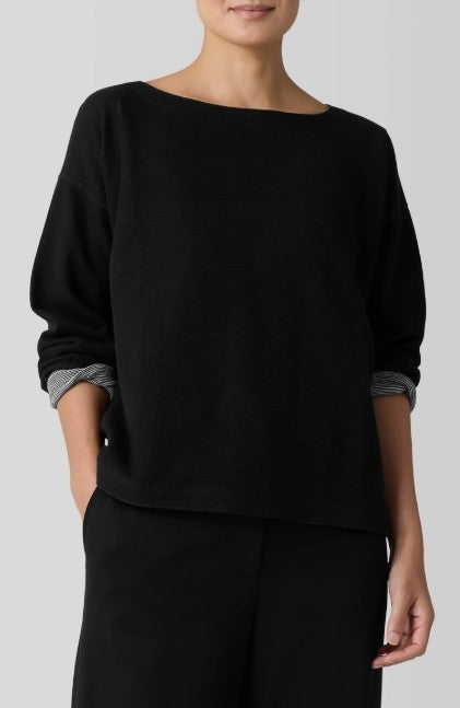 Eileen Fisher Reversible Boat Neck Organic Cotton Top MSRP $158