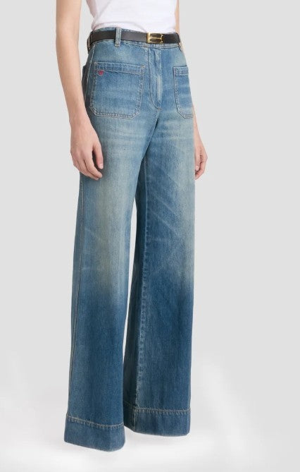 Victoria Beckham High Rise Wide Leg Alina Jeans MSRP $650