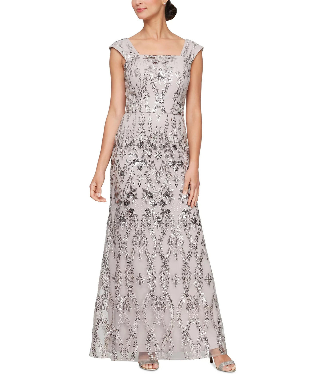 Alex Evenings Petite Sequined Embroidered Gown MSRP $269