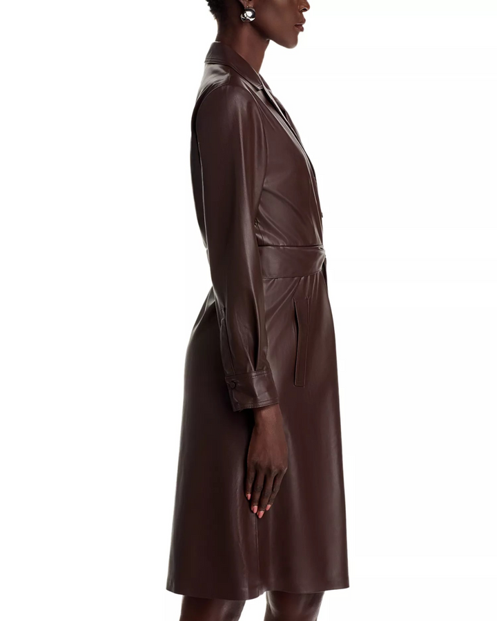 Kobi Halperin Dixie Faux Leather Shirtdress MSRP $498