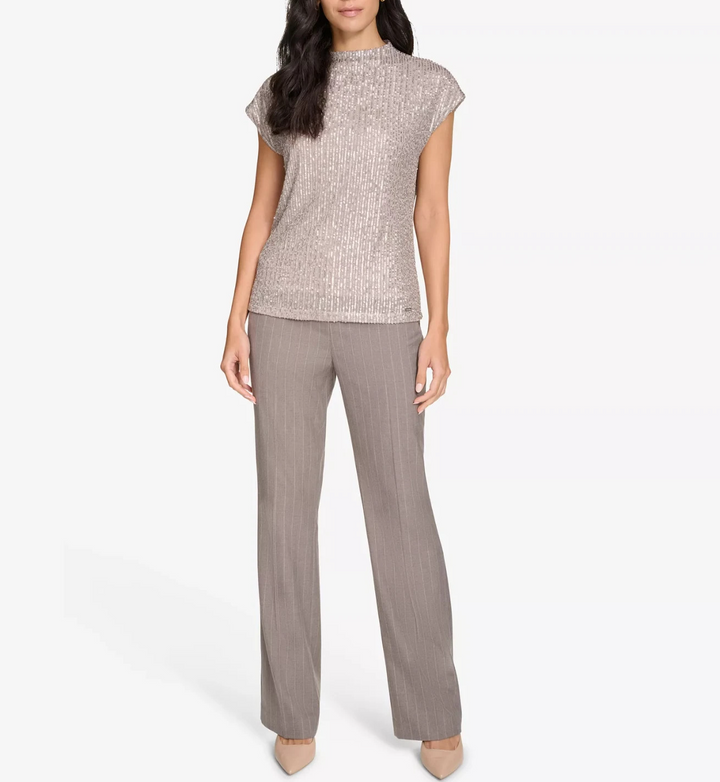 Calvin Klein Women's Sequin Short-Sleeve Top MSRP $79