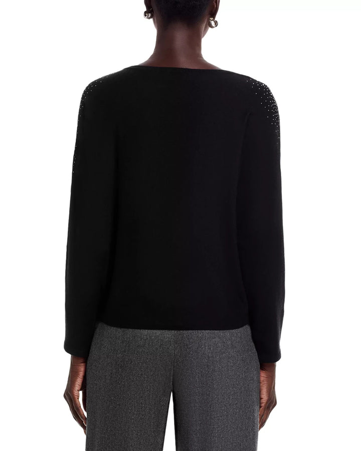 T Tahari Long Sleeve Jersey, Beaded and Lace Inset Sweater MSRP $88