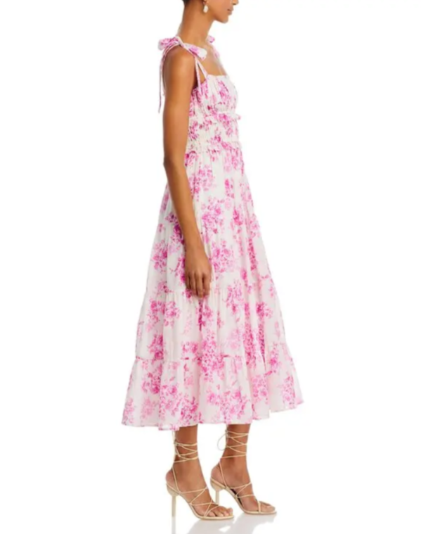 AQUA Floral Tie Strap Midi Dress MSRP $118