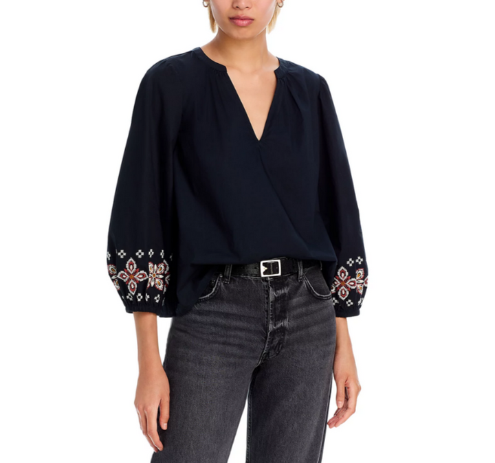 Velvet by Graham & Spencer Paola Embroidered Top MSRP $179