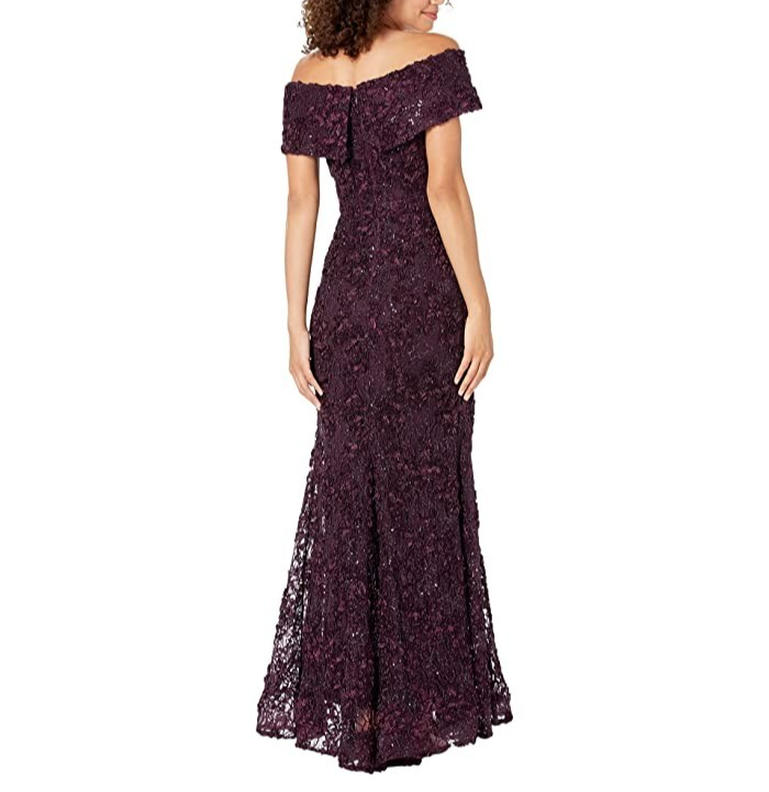 XSCAPE Off-The-Shoulder Lace Gown MSRP $289