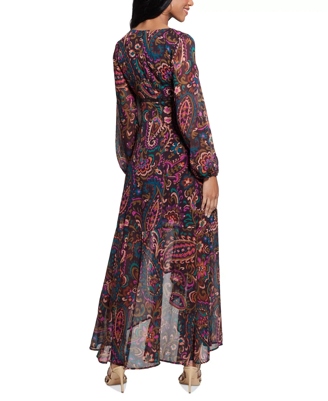 GUESS Women's Bianca Paisley-Print High-Low Dress MSRP $168