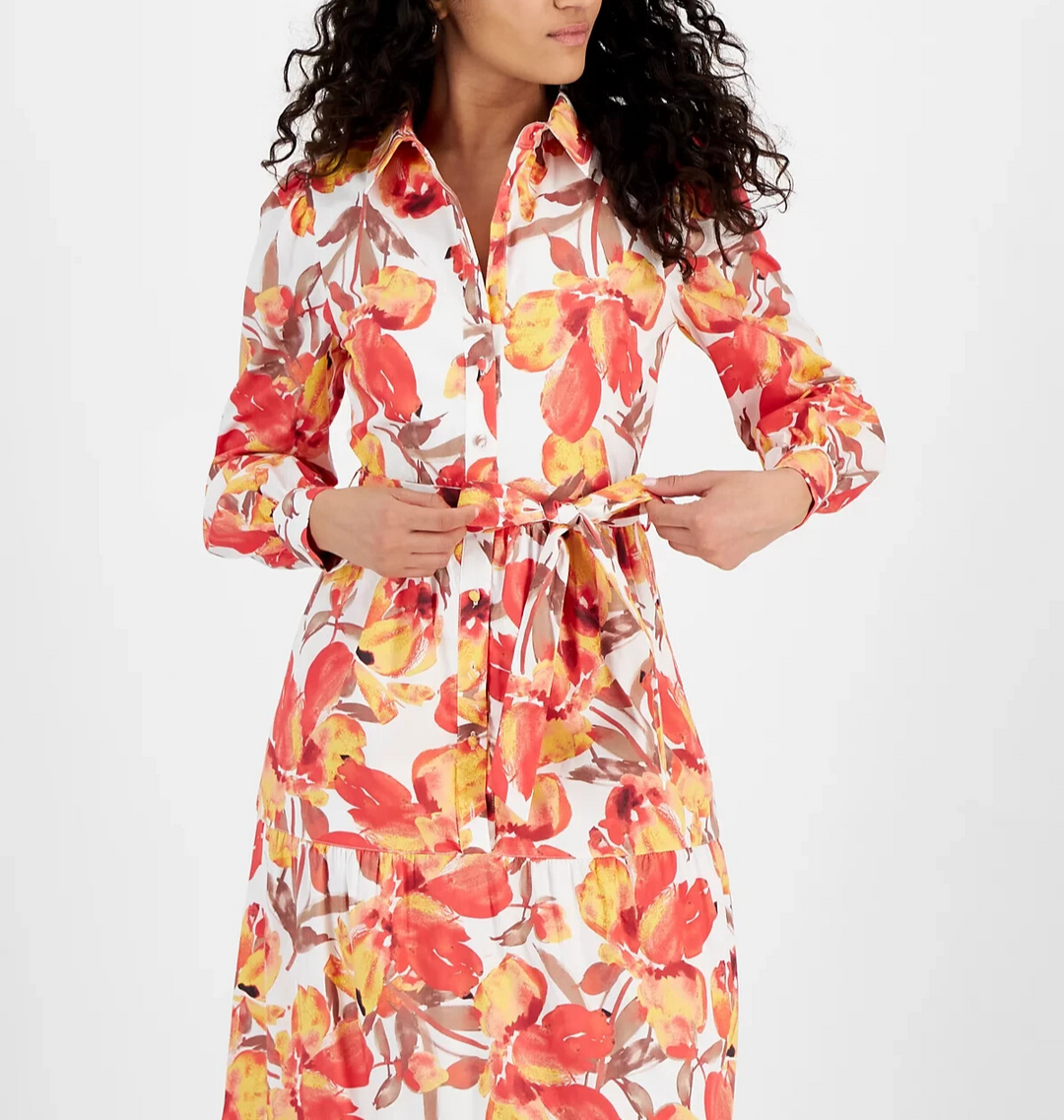 RACHEL Rachel Roy Pru Floral Maxi Shirt Dress MSRP $169