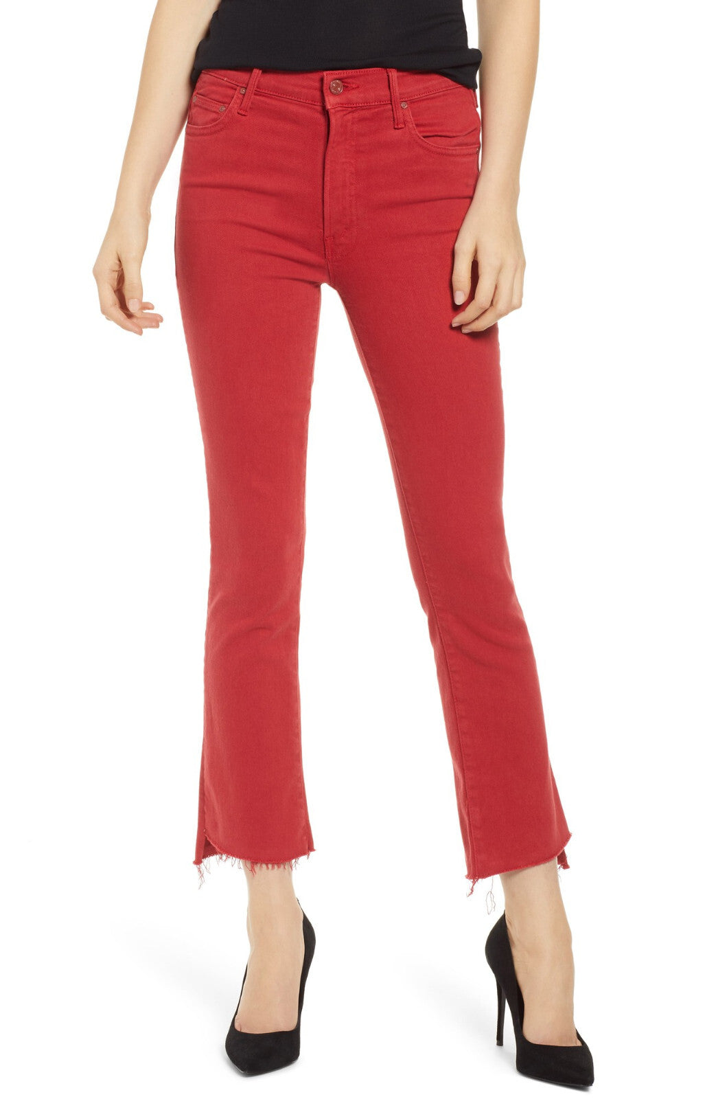 MOTHER The Insider Frayed Step Hem High Rise Cropped Bootcut Jeans MSRP $228