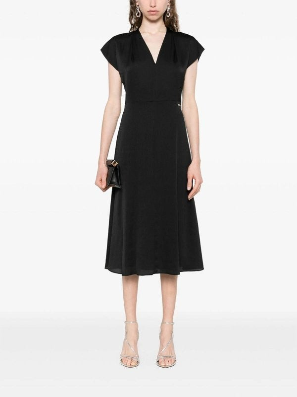 Calvin Klein Satin Seersucker MIDI Dress MSRP $179