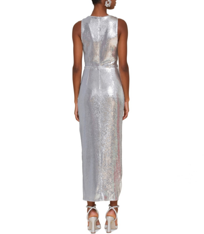 Avec Les Filles Sequin-Embellished Crewneck Sleeveless Dress MSRP $188