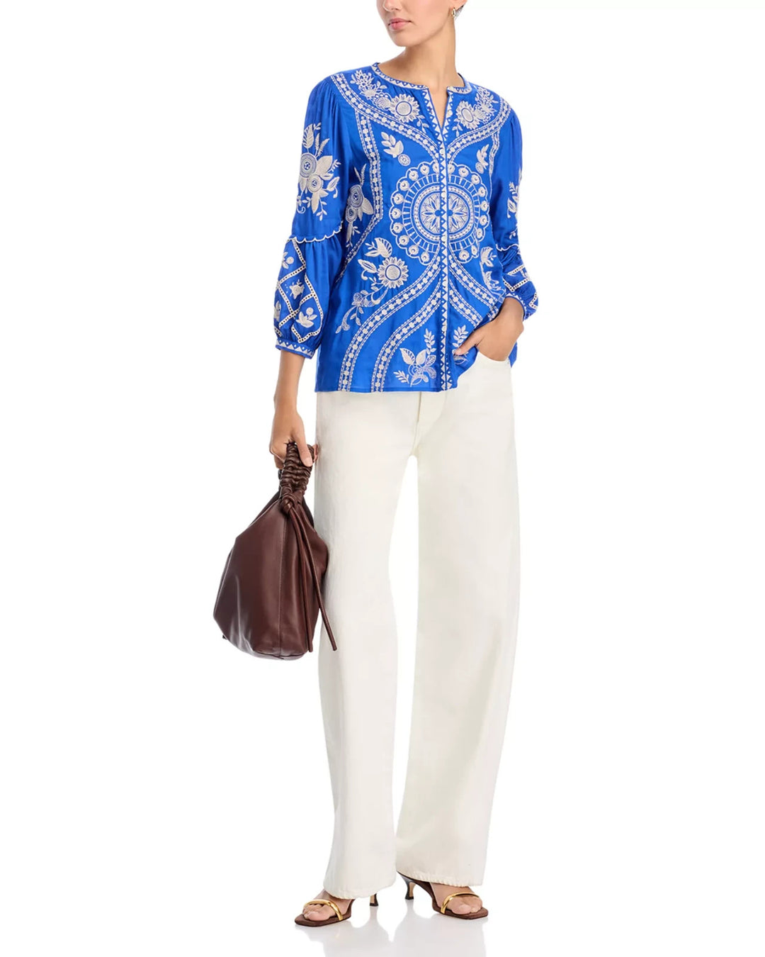 Johnny Was Scallop Sleeve Blouse MSRP $348