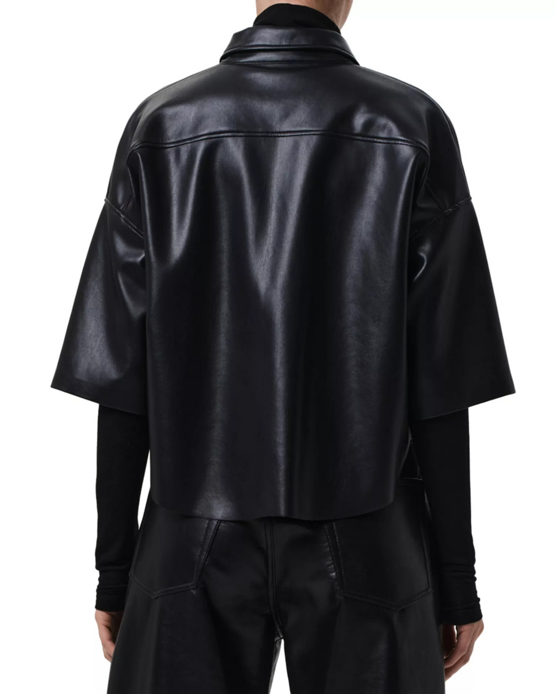 Citizens of Humanity Frances Cropped Faux Leather Shirt MSRP $348