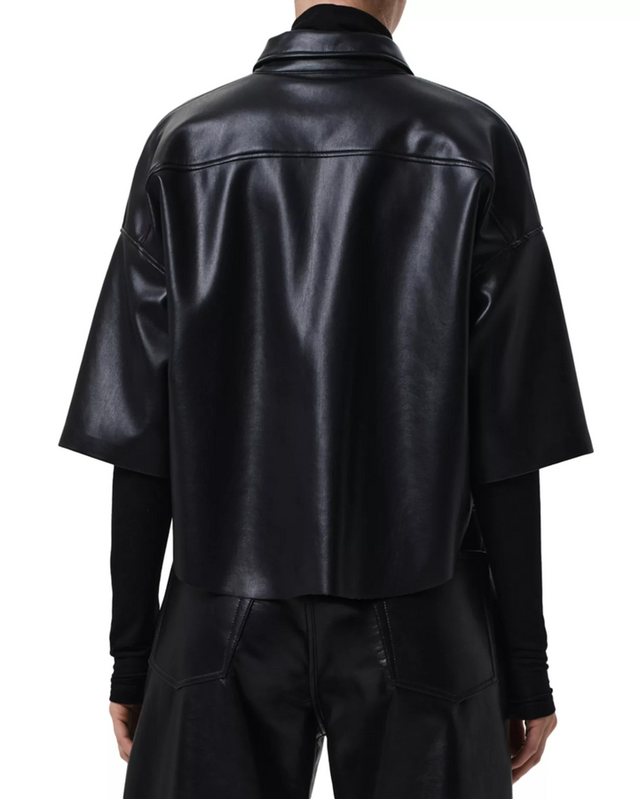 Citizens of Humanity Frances Cropped Faux Leather Shirt MSRP $348