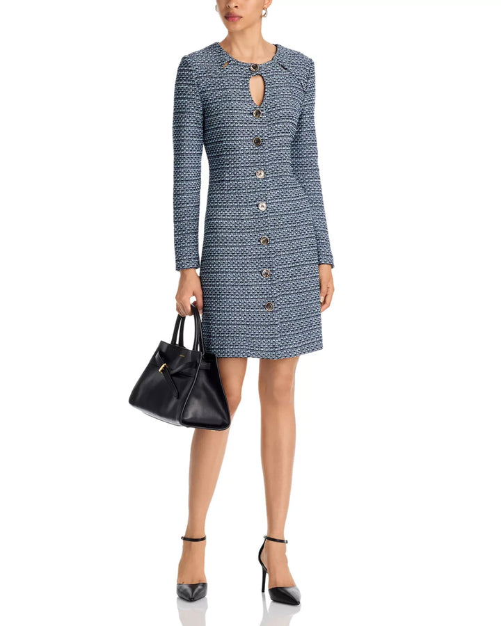 Misook Keyhole Cutout Tweed Knit Sheath Dress MSRP $368