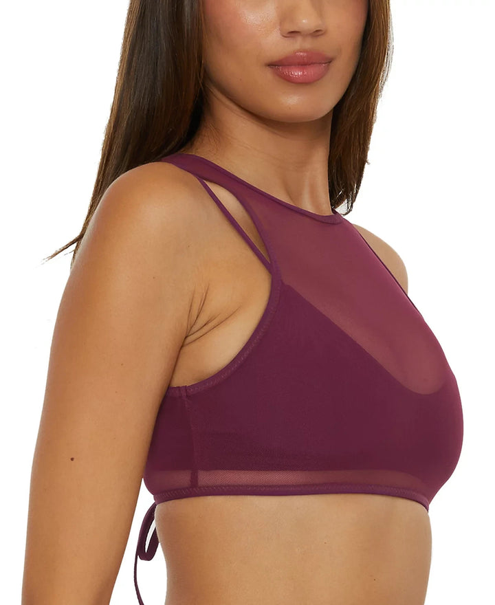 BECCA Muse Mesh-Overlay Multi-Way Bralette Bikini Top MSRP $88