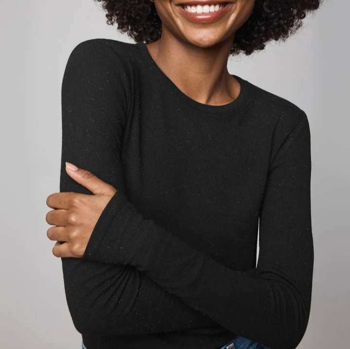 Splendid Isabella Eyelash Shimmer Long Sleeve Tee MSRP $88