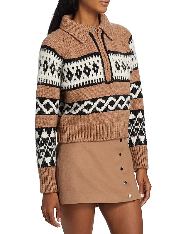 A.L.C. Carter Fair Isle Quarter-Zip Sweater MSRP $219
