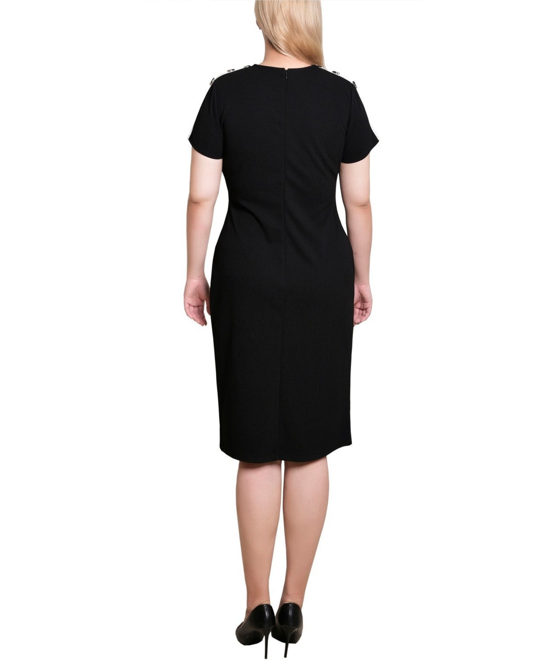 NY Collection Petite Short Sleeve Asymmetrical Hem Dress MSRP $52