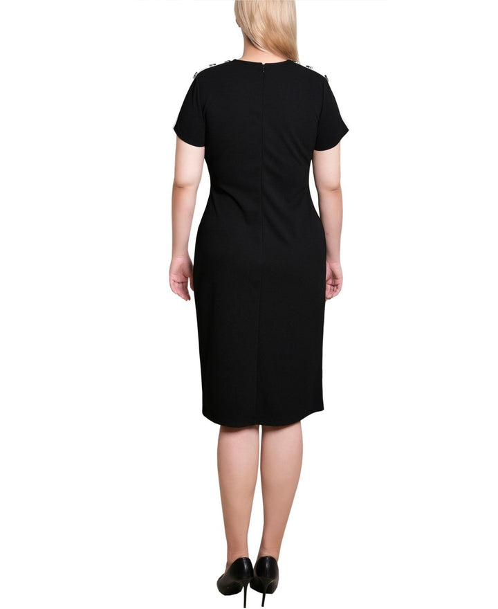 NY Collection Petite Short Sleeve Asymmetrical Hem Dress MSRP $52