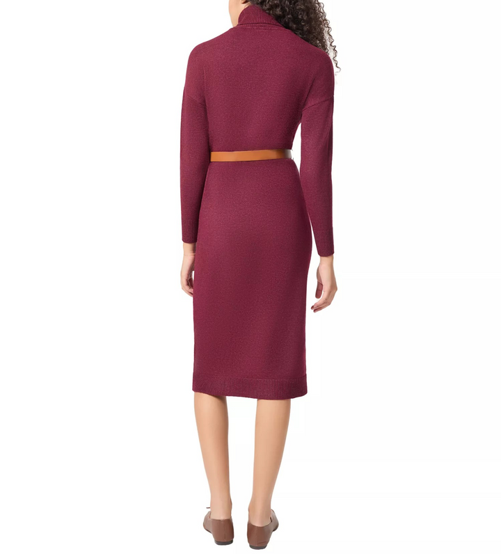 Jones New York Women's Turtleneck Belted Long-Sleeve Dress MSRP $119