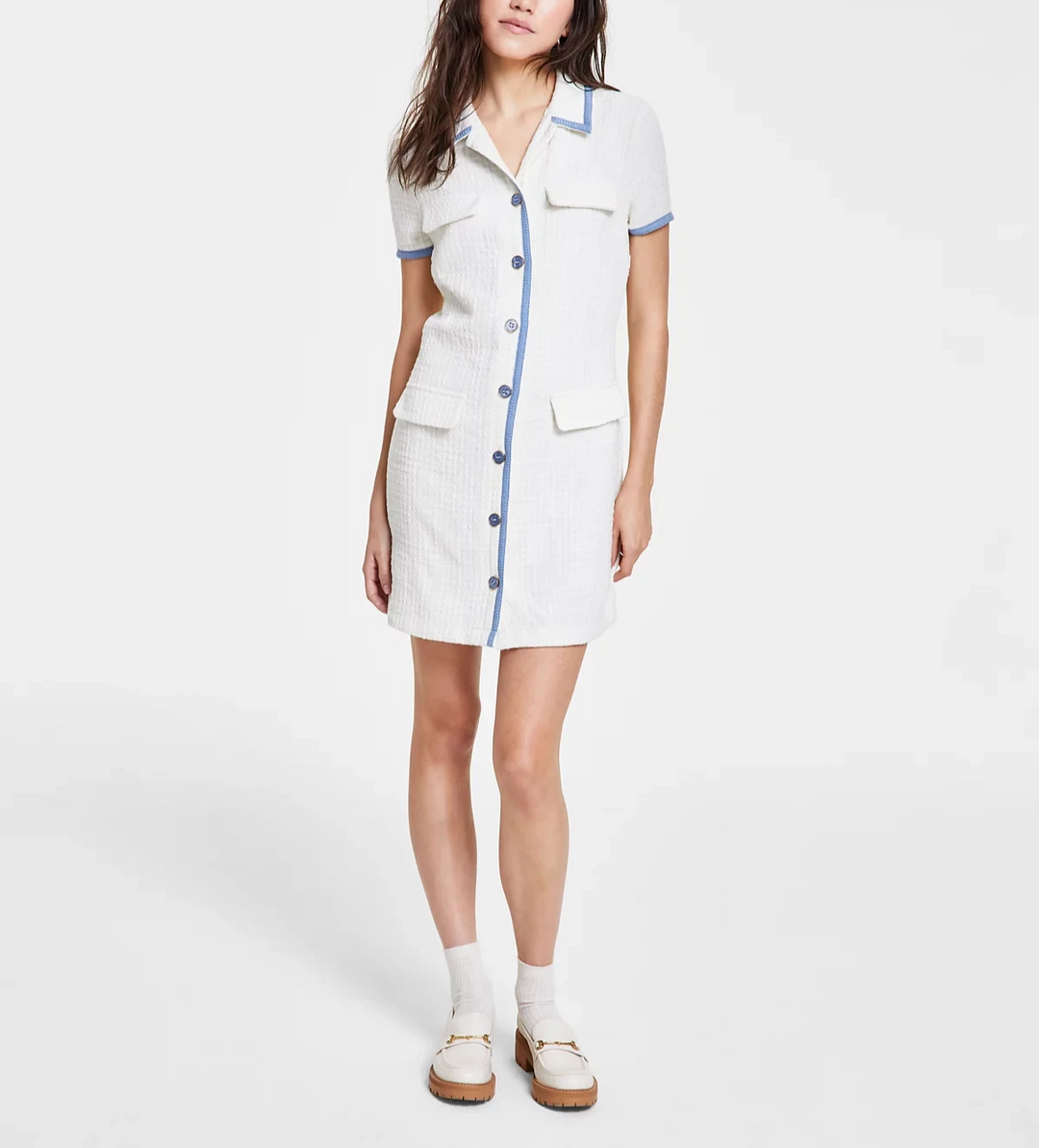 City Studios Juniors' Collared Button-Front Dress MSRP $59