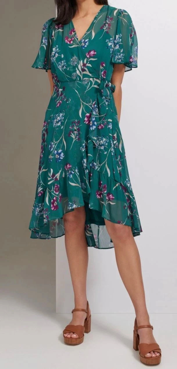 Calvin Klein Chiffon Floral Midi Women's Dress MSRP $129