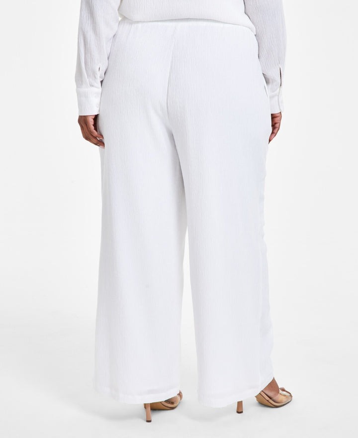 Nina Parker Trendy Plus Size Textured Pull-On Pants MSRP $89