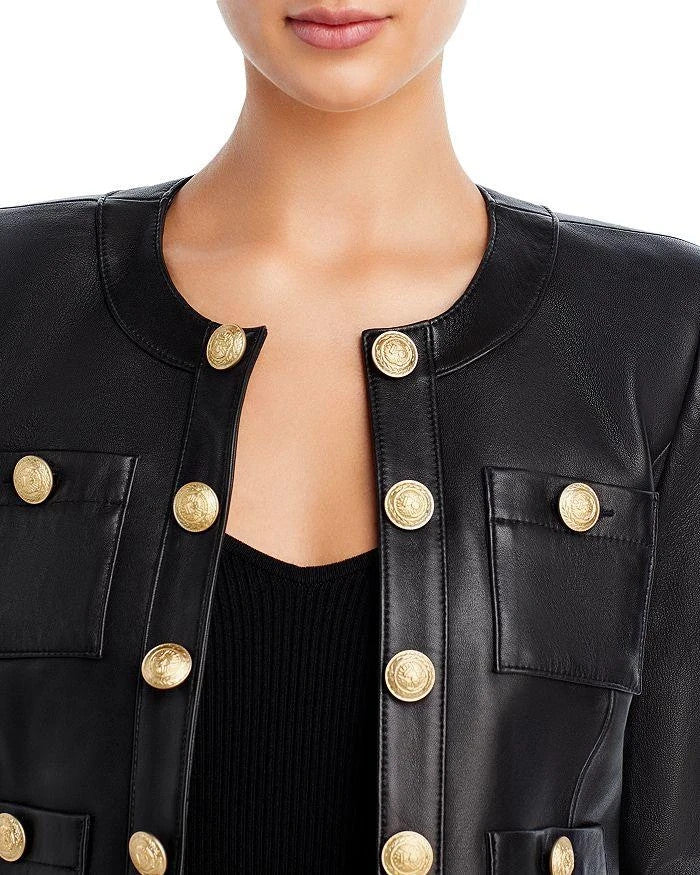 L'AGENCE Jayde Leather Open Front Jacket MSRP $1450