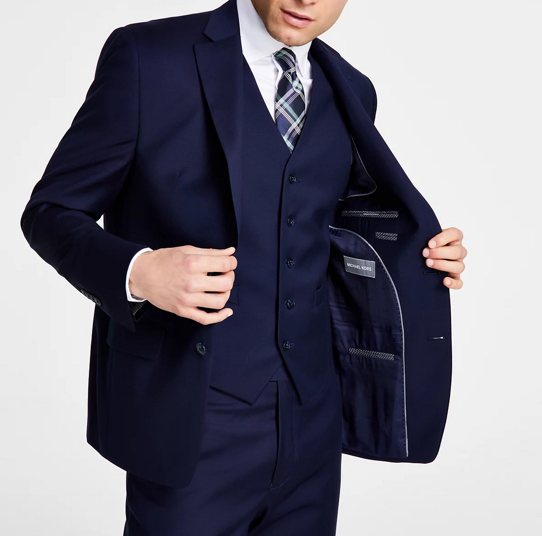 Michael Kors Men's Classic-Fit Wool-Blend Stretch Solid Suit Jacket MSRP $450