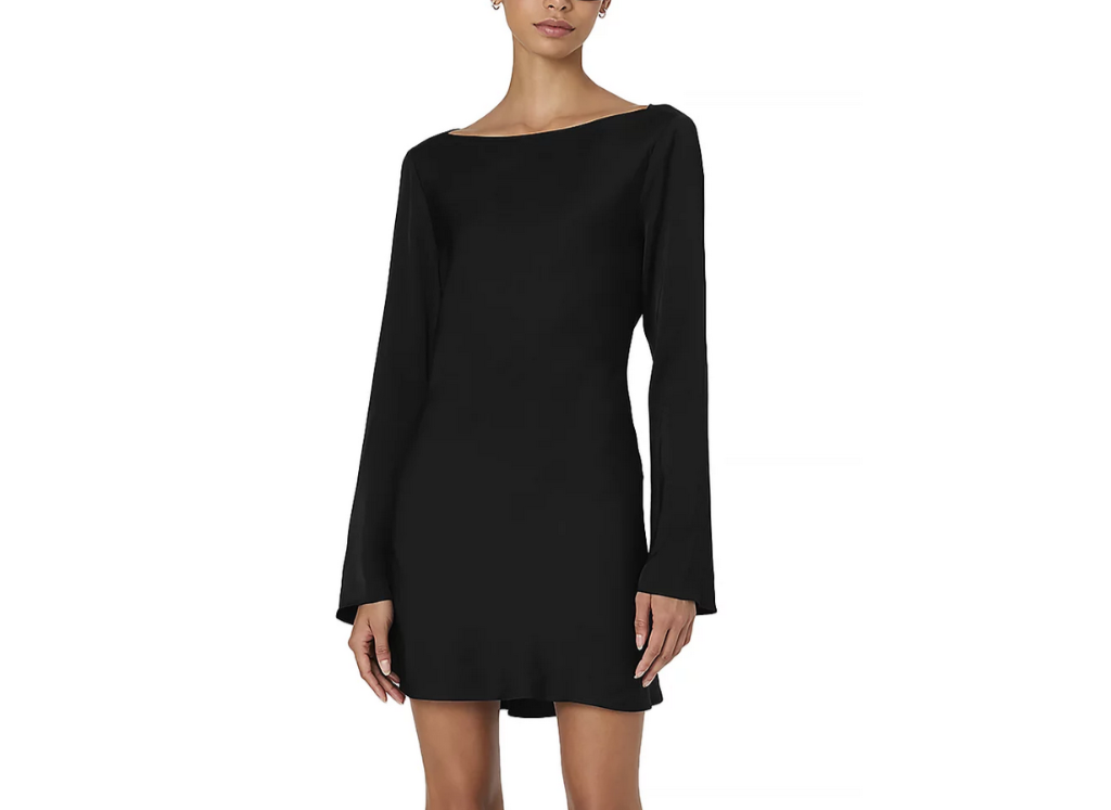 FRENCH CONNECTION Ennis Satin Bell Sleeve Mini Dress MSRP $148