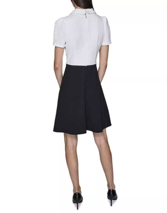 KARL LAGERFELD PARIS Scuba Crepe Fit & Flare Dress MSRP $159