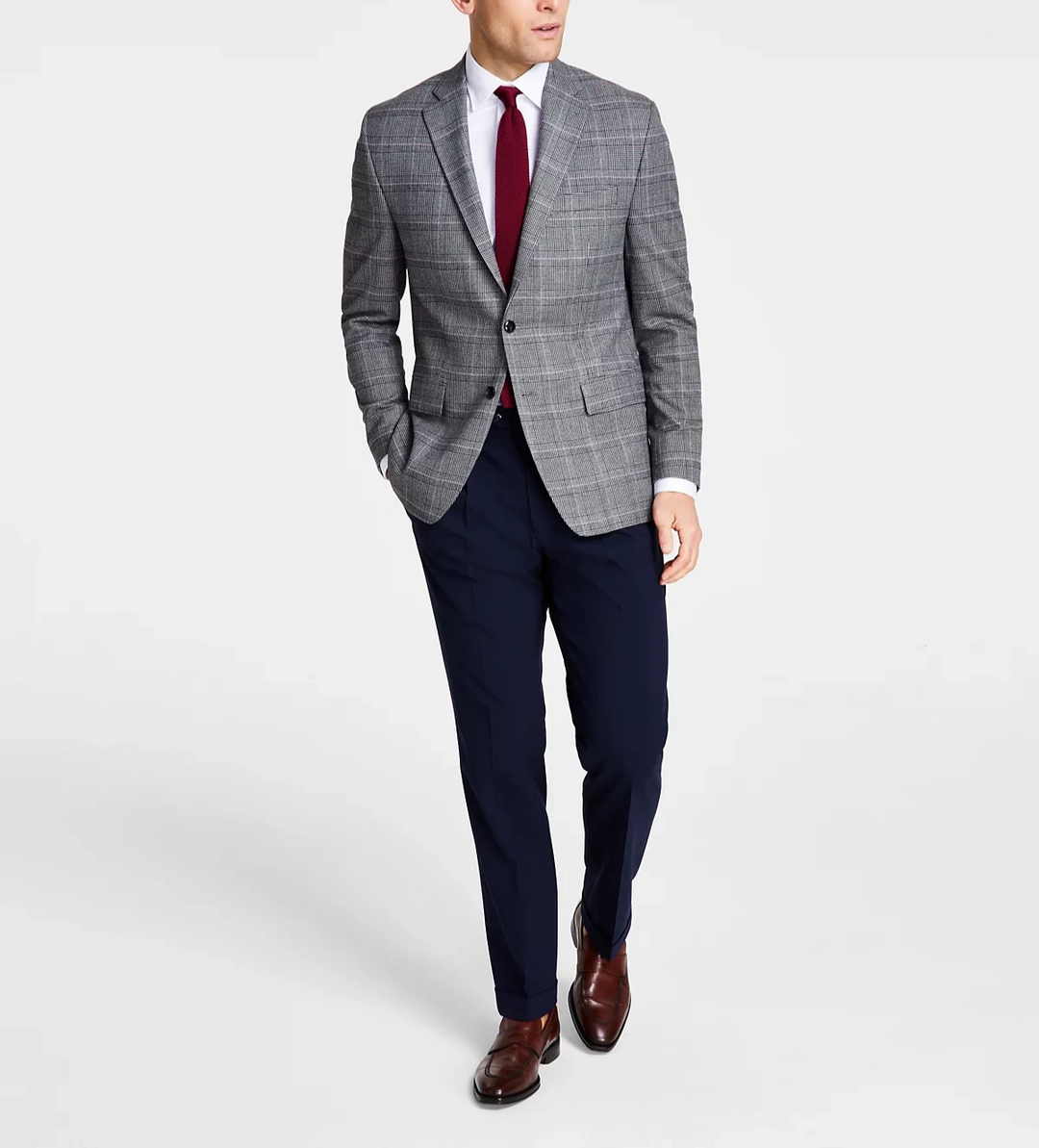 Michael Kors Classic-Fit Stretch Plaid Sport Coat MSRP $295