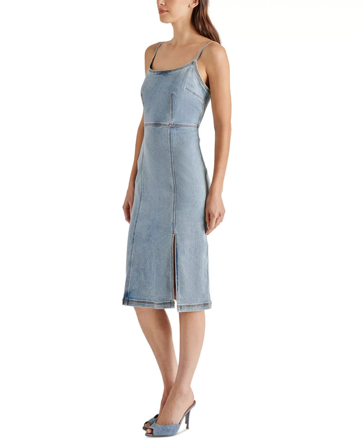 Steve Madden Women's Slit-Front Giselle Denim Midi Dress MSRP $89