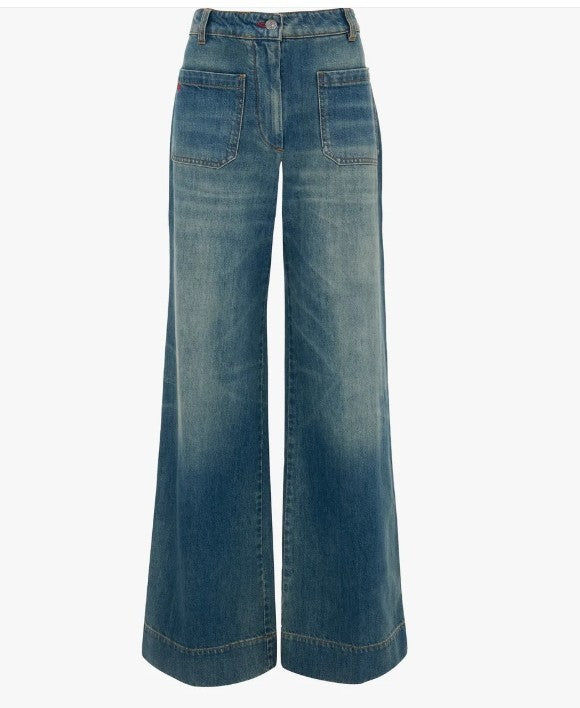 Victoria Beckham High Rise Wide Leg Alina Jeans MSRP $650