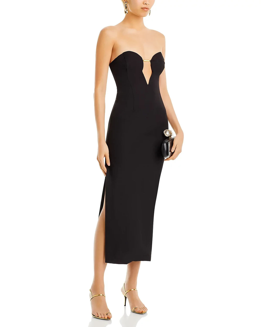 Bardot Eleni Plunge Neck Midi Dress MSRP $139 Size 4